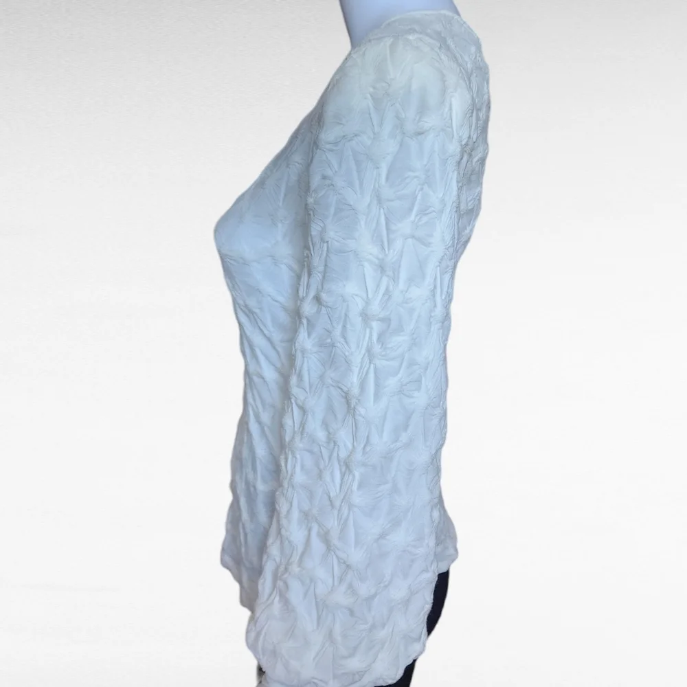 Anthropologie BTFL LIFE Off White Textured Puff Sleeve Blouse Size Small